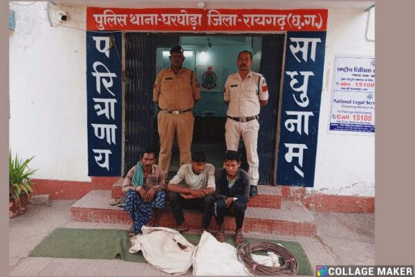 घरघोड़ा पुलिस को मिली बड़ी सफलता : रेलवे संपत्ति चुराने वाले तीन आरोपी गिरफ्तार… भेजा गया रिमांड पर.