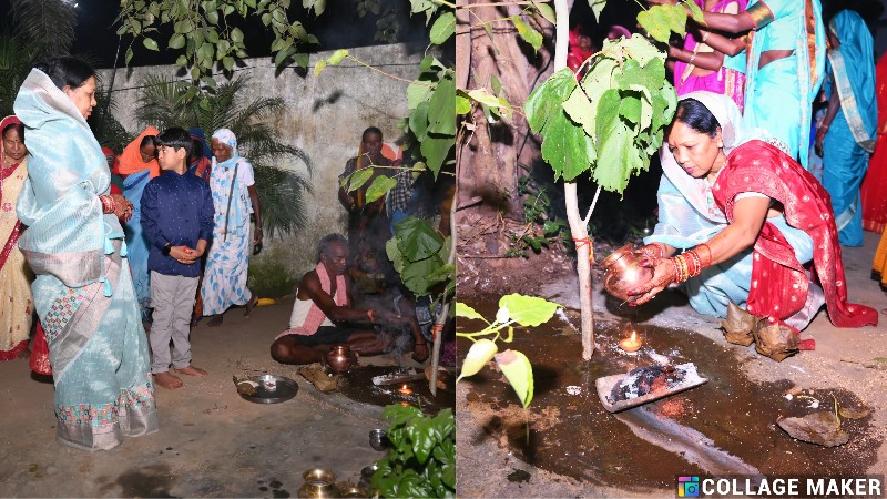 पानी करमा पर्व : मुख्यमंत्री की धर्मपत्नी श्रीमती कौशल्या साय ने ग्रामीण महिलाओं के साथ किया करमा नृत्य