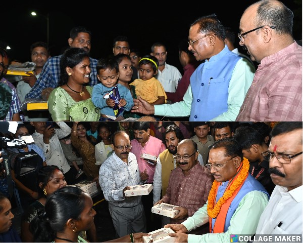 मुख्यमंत्री ने नवा रायपुर में सफाई कर्मियों के साथ बांटी दीवाली की खुशियां