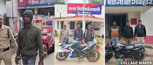 जशपुर पुलिस की रात्रि गश्त का होने लगा असर : विगत 02 रात में 03 मोटरसयकल और 03 आरोपी अलग-अलग थानों में पकड़ाए