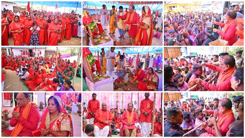 मुख्यमंत्री विष्णु देव साय अपनी धर्म पत्नी श्रीमती कौशल्या साय के साथ टाटीडांड में सनातन समाज द्वारा आयोजित अनुष्ठान कार्यक्रम में हुए शामिल
