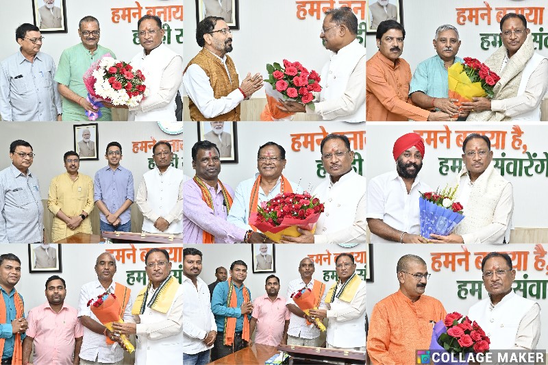 मुख्यमंत्री विष्णुदेव साय से निगम-मंडल के नवनियुक्त अध्यक्षों ने की सौजन्य भेंट