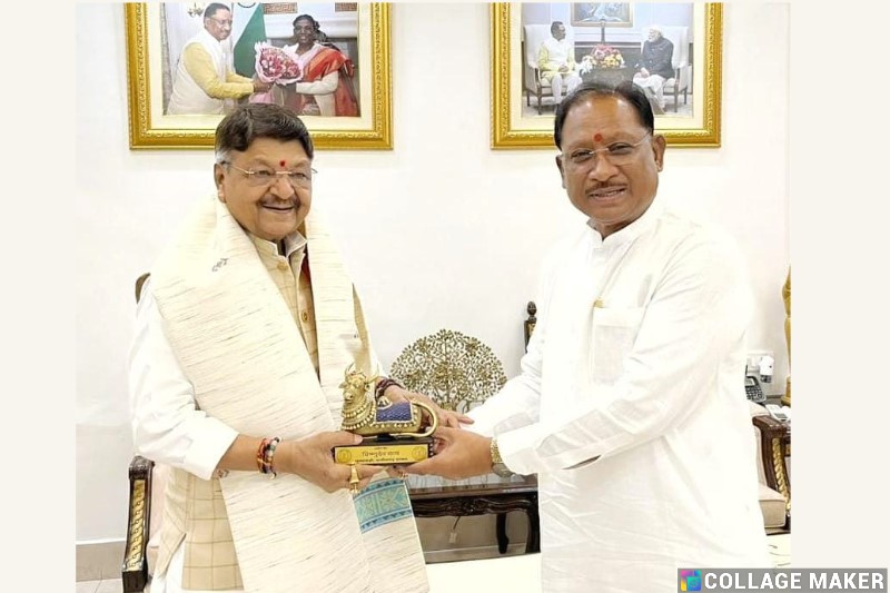 मुख्यमंत्री विष्णुदेव साय से कैलाश विजयवर्गीय की सौजन्य मुलाकात : विकास से जुड़े मुद्दों पर हुई चर्चा, छत्तीसगढ़ की संस्कृति के प्रतीक शॉल एवं नंदी भेंट कर किया सम्मान.