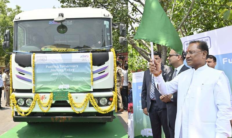 मुख्यमंत्री विष्णु देव साय ने देश के पहले हाइड्रोजन फ्यूल ट्रक को दिखाई हरी झंडी : कहा- शून्य कार्बन उत्सर्जन और हरित ऊर्जा को बढ़ावा देने की दिशा में ऐतिहासिक पहल