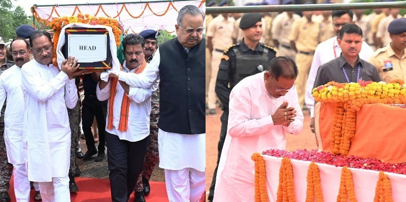 शहीद एएसपी आकाश राव गिरपुंजे को मुख्यमंत्री विष्णुदेव साय ने दी श्रद्धांजलि : कंधा देकर दी अंतिम विदाई, IED विस्फोट में शहीद हुए एएसपी गिरपुंजे को आखिरी सलामी,