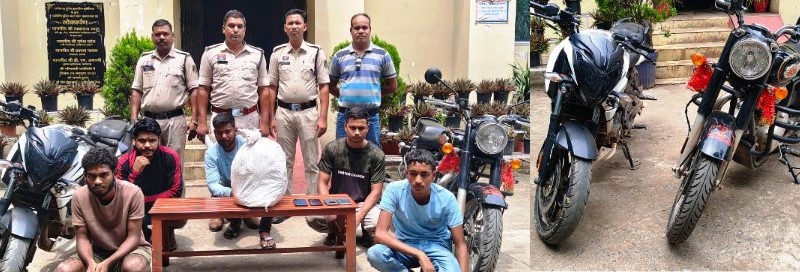 चक्रधरनगर पुलिस की बड़ी कार्रवाई : रायगढ़ में नशीली कफ सिरप तस्करी का पर्दाफाश, पाँच आरोपी गिरफ्तार, बाइक सवार गिरोह से 110 शीशी प्रतिबंधित कफ सिरप बरामद, न्यायिक रिमांड पर भेजा गया जेल.