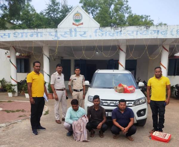 पुलिस की बड़ी कामयाबी : ओडिशा से रायगढ़ की ओर गांजा ला रहे तीन तस्कर ब्रेजा कार सहित गिरफ्तार, रायगढ़ पुलिस की घेराबंदी में 11 लाख की संपत्ति जब्त,