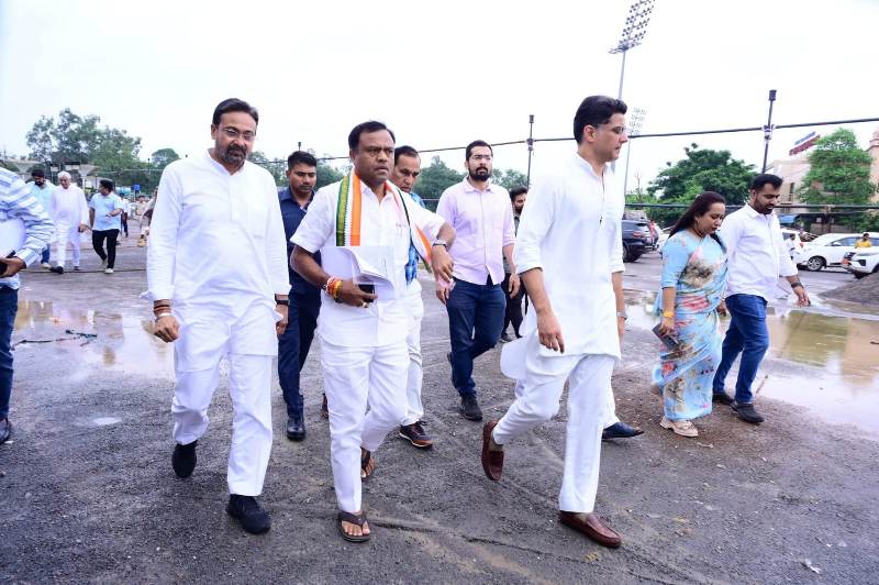 कांग्रेस के राष्ट्रीय महासचिव एवं छत्तीसगढ़ प्रभारी सचिन पायलट ने किसान, जवान, संविधान सभा स्थल का किया निरीक्षण