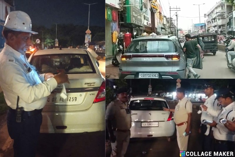 ट्रैफिक पुलिस की कार्रवाई से हड़कंप : सड़क पर खड़े वाहनों को नहीं मिलेगी राहत, दुर्ग में नो पार्किंग में खड़ी बाइक और ट्रक पर ताबड़तोड़ चालान, हाईवे पर भारी वाहनों को हटाया गया.