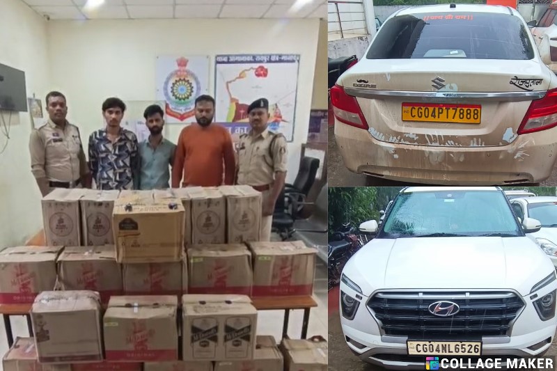 रायपुर में शराब तस्करी का भंडाफोड़ : शराब की खेप के पीछे था ‘पायलेटिंग प्लान’, रायपुर पुलिस की घेराबंदी में धरे गए 3 तस्कर, 20 पेटी अवैध अंग्रेजी शराब के साथ, 17 लाख का माल जब्त.