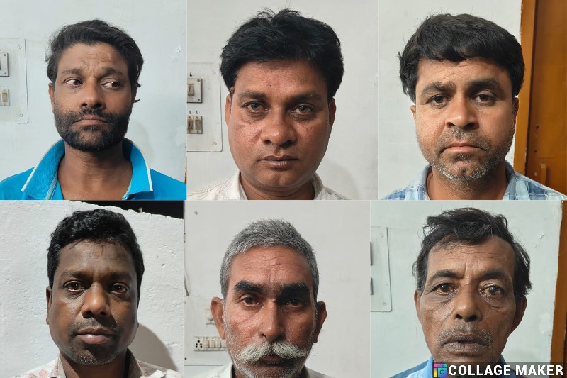 खरोरा पुलिस की घेराबंदी में फंसे जुआरी : केवराडीह पानी टंकी के नीचे चल रहा था ताश का खेल, छः जुआरी गिरफ्तार, 52 पत्ते ताश व ₹33,570 नगद जब्त,