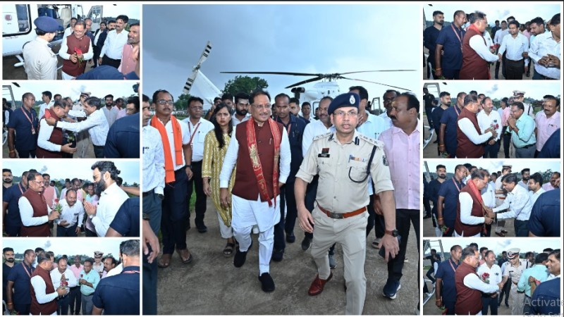 बगिया हैलिपैड पर मुख्यमंत्री विष्णुदेव साय का आत्मीय स्वागत, जनप्रतिनिधियों और अधिकारियों ने किया भव्य अभिनंदन
