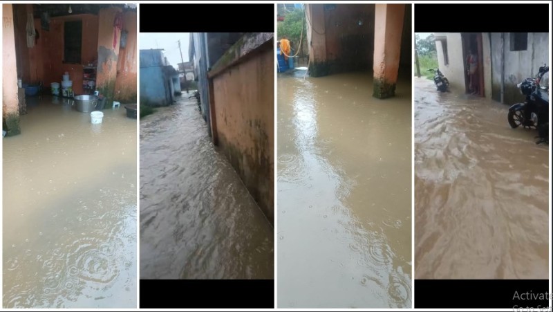 कुनकुरी के बजरंगनगर में घरों में घुसा बारिश का पानी – प्रशासन बेबस, जनप्रतिनिधि नदारद!