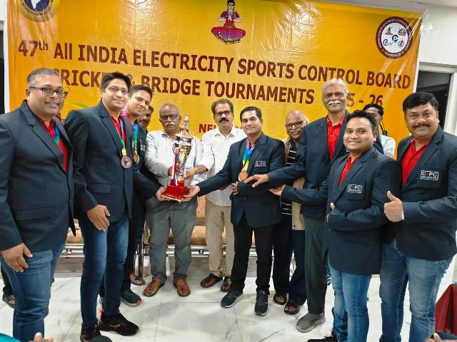 नेल्लोर में छत्तीसगढ़ स्टेट पावर कंपनी की शानदार जीत : अखिल भारतीय विद्युत ब्रिज प्रतियोगिता में जीते तीन पदक, छत्तीसगढ़ स्टेट पावर कंपनी की टीम ने ब्रिज प्रतियोगिता में मारी बाजी, मास्टर्स, टीम और प्रोग्रेसिव श्रेणियों में जीते पदक.