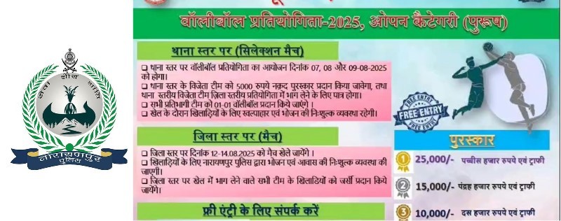 अबूझमाड़ खेल उत्सव उत्सव का शुभारंभ : जिला पुलिस नारायणपुर द्वारा आयोजित अबूझमाड़ खेल महोत्सव में खेल प्रतिभा को मिल रहा नया मंच, नारायणपुर के युवाओं ने वॉलीबॉल मैदान में दिखाया जोश.