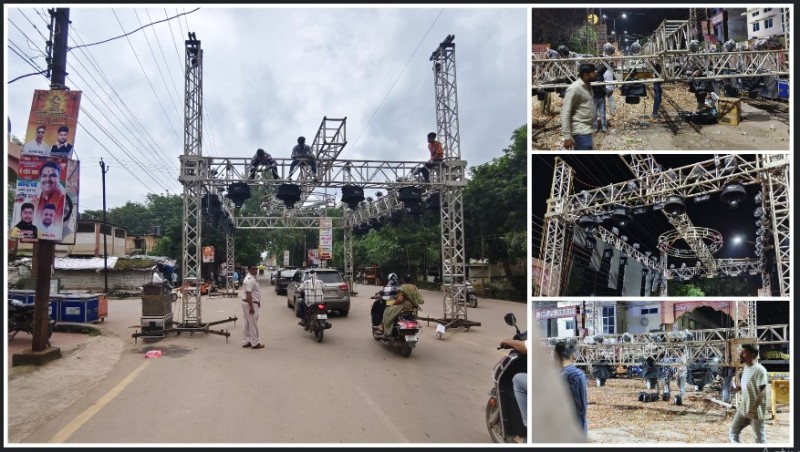 भीड़-भाड़ वाले मार्ग पर अवैध लाइटिंग ट्रस्ट: आम जनता की जान पर बनी आफत, गणेशोत्सव समिति के सदस्य और संचालक के खिलाफ पुलिस की वैधानिक कार्यवाही, सेटअप जब्त