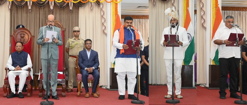 साय सरकार का बड़ा मंत्रिमंडल विस्तार, राजभवन में तीन नए चेहरों ने मंत्री पद की शपथ ली,राज्यपाल श्री डेका ने दिलाई शपथ