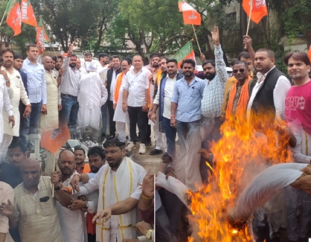 भाजयुमो ने फूंका राहुल गांधी का पुतला : प्रधानमंत्री जी के खिलाफ अमर्यादित टिप्पणी को लेकर प्रदेश भर में युवा मोर्चा ने किया पुतला दहन