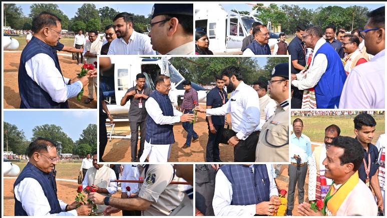 मुख्यमंत्री विष्णुदेव साय का जशपुर आगमन: ग्राम कण्डोरा में पारंपरिक करमा नृत्य से हुआ भव्य स्वागत