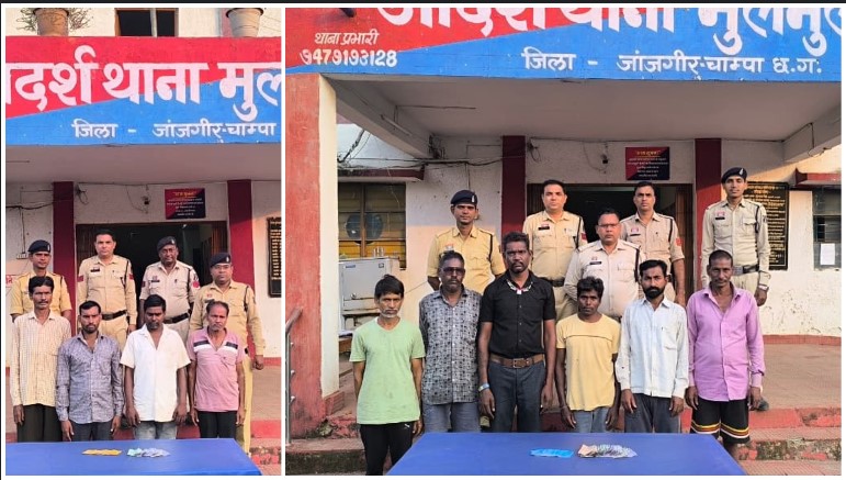 जुआ अड्डों पर पुलिस की बड़ी कार्यवाही – दो मामलों में 10 आरोपी गिरफ्तार, नगद और ताश बरामद