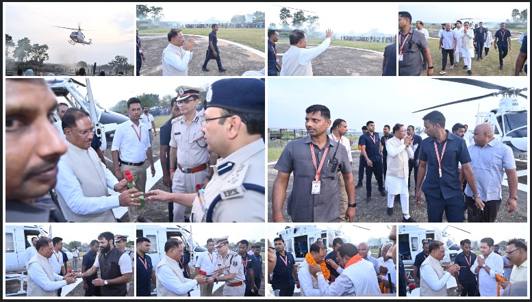 मुख्यमंत्री विष्णु देव साय का जशपुर में आत्मीय स्वागत — दुलदुला हेलीपैड पर गूंजे स्वागत नारे, जनप्रतिनिधि व अधिकारी रहे मौजूद