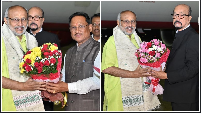 उपराष्ट्रपति सी. पी. राधाकृष्णन का राज्यपाल रमेन डेका और मुख्यमंत्री विष्णुदेव साय ने स्वामी विवेकानंद विमानतल पर किया आत्मीय स्वागत