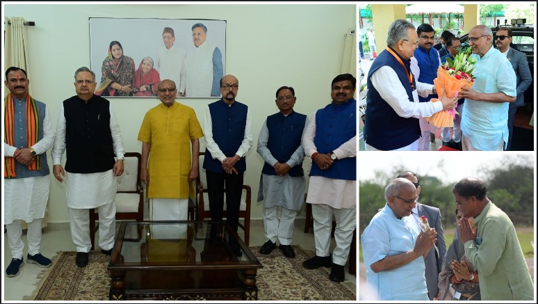 स्पीकर हाउस राजनांदगांव में उपराष्ट्रपति सीपी राधाकृष्णन का आत्मीय स्वागत, विधानसभा अध्यक्ष डॉ. रमन सिंह ने किया सत्कार