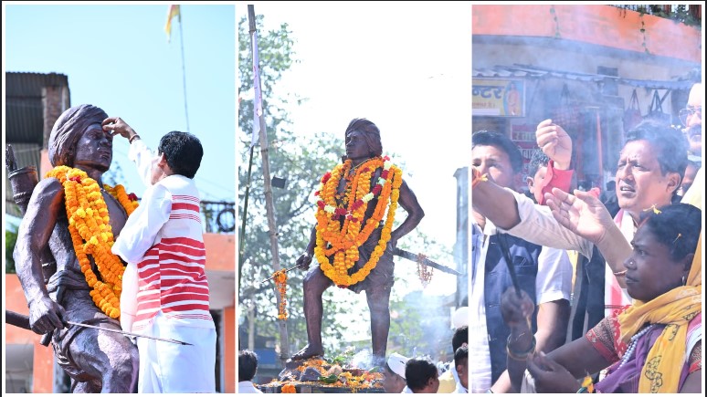सांसद राधेश्याम राठिया ने भगवान बिरसा मुंडा की मूर्ति पर माल्यार्पण कर उन्हें नमन किया