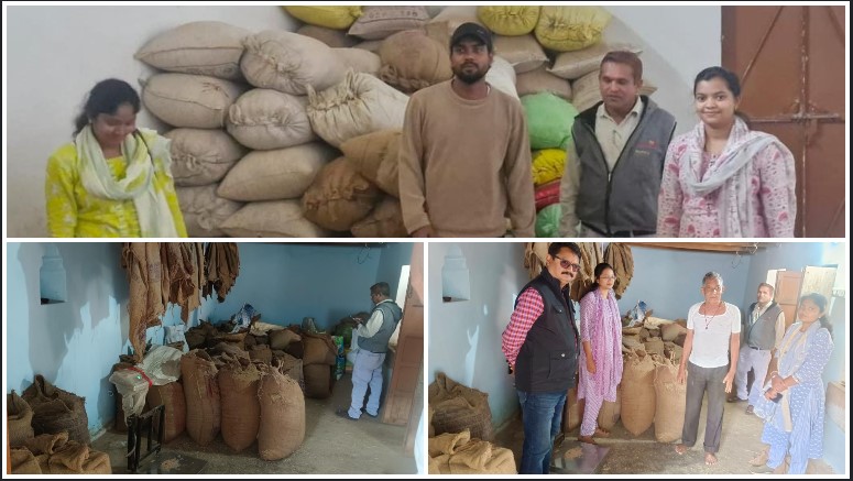 अवैध धान भंडारण पर जिला प्रशासन का बड़ा अभियान, 06 प्रकरणों में 218 क्विंटल धान जप्त