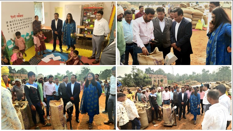 प्रभारी सचिव पीएस एल्मा का मोहला-मानपुर-अंबागढ़ चौकी दौरा: धान उपार्जन केंद्रों का निरीक्षण, किसानों से ली व्यवस्थाओं की जानकारी