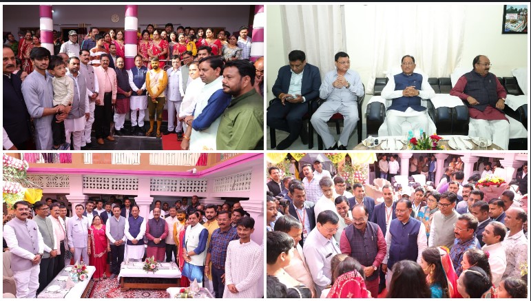 मुख्यमंत्री विष्णुदेव साय ने दिया नवविवाहित जोड़े को आशीर्वाद; उपमुख्यमंत्री और वित्त मंत्री भी रहे साथ