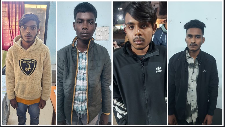 पेट्रोल पंपों पर धावा बोलने वाला गैंग गिरफ्तार! चाकू की नोक पर लूट और रात के सन्नाटे में चोरी करने वाले 4 आरोपी व 1 बालक पुलिस की गिरफ्त में