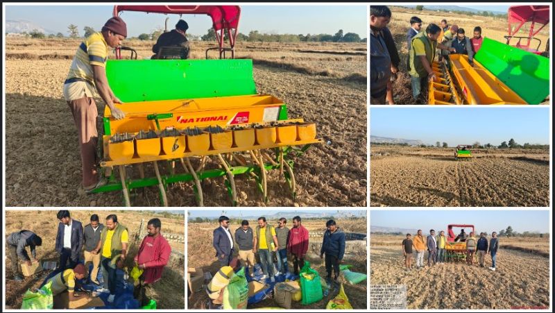 आधुनिक तकनीक से बदलेगी खेती की तस्वीर: खुटगांव में सीड ड्रिल व पीसीबी कल्चर से गेहूं की कतार बोनी, किसानों को मिलेगा अधिक लाभ