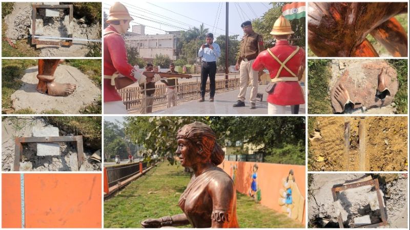 बलौदाबाजार में स्थापित ऐतिहासिक व सांस्कृतिक प्रतिमाओं के क्षतिग्रस्त होने से हड़कंप, फॉरेंसिक जांच में सामने आई गंभीर लापरवाही—घटिया निर्माण और पहले से मौजूद दरार बनी टूट-फूट की वजह