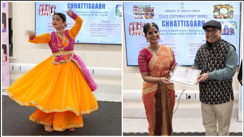 डबलिन में सजी छत्तीसगढ़ की सांस्कृतिक पहचान: भारतीय दूतावास के आयोजन में लोकनृत्य, हस्तकला और व्यंजनों ने जीता विदेशी दर्शकों का दिल, मुख्यमंत्री साय बोले— वैश्विक मंच पर सशक्त हो रही छत्तीसगढ़ की कला
