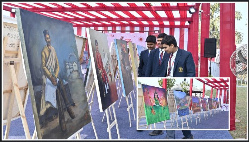 रायपुर साहित्य उत्सव में जितने साहित्य के रंग बिखरे, उतने ही चित्रकला के भी, सुरेंद्र दुबे मंडप में चित्रकला प्रदर्शनी बनी आकर्षण का केंद्र, सेल्फी का बनी हाटस्पाट