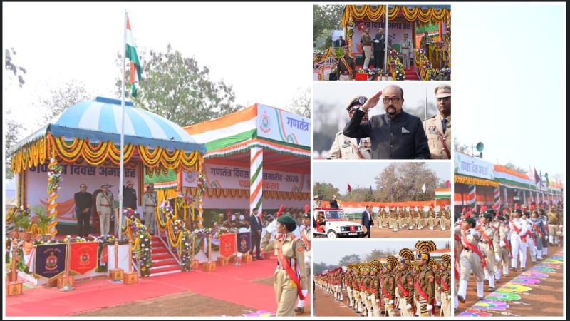 संविधान, विकास और सुरक्षा का विराट संदेश: 77वें गणतंत्र दिवस पर रायपुर में राज्यपाल रमेन डेका का ऐतिहासिक संबोधन, तिरंगा फहराकर शहीदों को नमन, परेड, वीरता पुरस्कार, झांकियों और सांस्कृतिक प्रस्तुतियों से सजा भव्य समारोह
