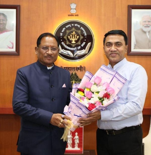 गोवा प्रवास के दौरान मुख्यमंत्री विष्णुदेव साय ने मुख्यमंत्री डॉ. प्रमोद सावंत से की सौजन्य भेंट, आपसी सहयोग पर हुई चर्चा