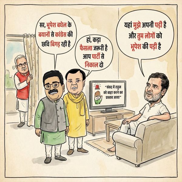 ‘नेतृत्व बनाम नेतृत्व’ की तस्वीर वायरल! भारतीय जनता पार्टी के सोशल मीडिया पोस्ट में कांग्रेस पर तीखा प्रहार—भूपेश बघेल और राहुल गांधी के बीच अविश्वास की खाई का दावा, प्रदेश की सियासत में मचा घमासान