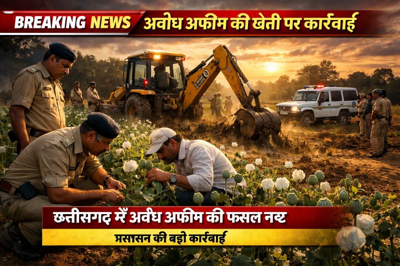 कुसमी के त्रिपुरी सरना टोली में अवैध अफीम की खेती पकड़ी गई: कलेक्टर और एसपी के निर्देश पर प्रशासन सख्त, नारकोटिक्स टीम की मौजूदगी में होगी वैधानिक कार्रवाई