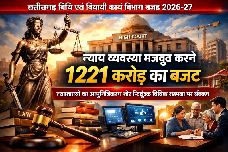 छत्तीसगढ़ में न्याय व्यवस्था को मजबूती: 1221 करोड़ के बजट से कोर्ट भवन निर्माण, कम्प्यूटरीकरण और गरीबों के लिए मुफ्त कानूनी सहायता पर सरकार का विशेष फोकस