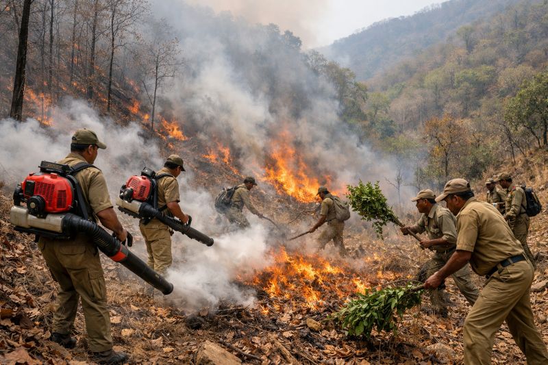 सूचना मिलते ही मौके पर पहुँची वन विभाग की टीम, किनकेल घाटी के जंगल की आग पर तेजी से नियंत्रण, संभावित बड़े नुकसान को टाला