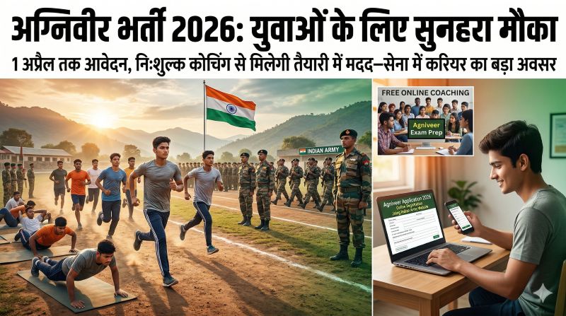 सेना में शामिल होने का सुनहरा अवसर: अग्निवीर भर्ती 2026 के लिए आवेदन जारी, जून में परीक्षा—छत्तीसगढ़ में मुफ्त कोचिंग से मजबूत होगी तैयारी