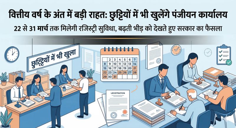 रजिस्ट्री कार्यों में नहीं आएगी रुकावट: बढ़ती मांग को देखते हुए छुट्टियों में भी संचालित होंगे पंजीयन कार्यालय, अंतिम समय की भीड़ और परेशानी से मिलेगी राहत