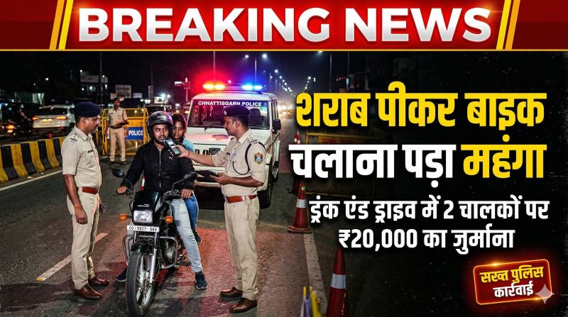 शराब पीकर बाइक चलाना पड़ा महंगा: दो ड्रंक एंड ड्राइव मामलों में चालकों पर ₹20,000 का जुर्माना