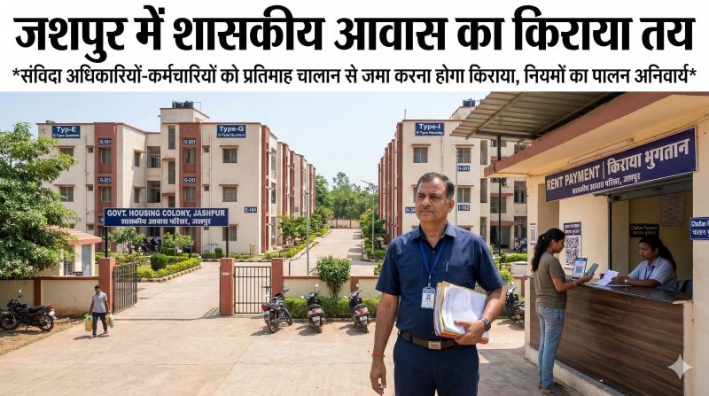 सरकारी आवासों पर नई व्यवस्था लागू: जशपुर में E से I टाइप क्वार्टर का किराया निर्धारित, समय पर भुगतान नहीं करने पर कार्रवाई के सख्त निर्देश