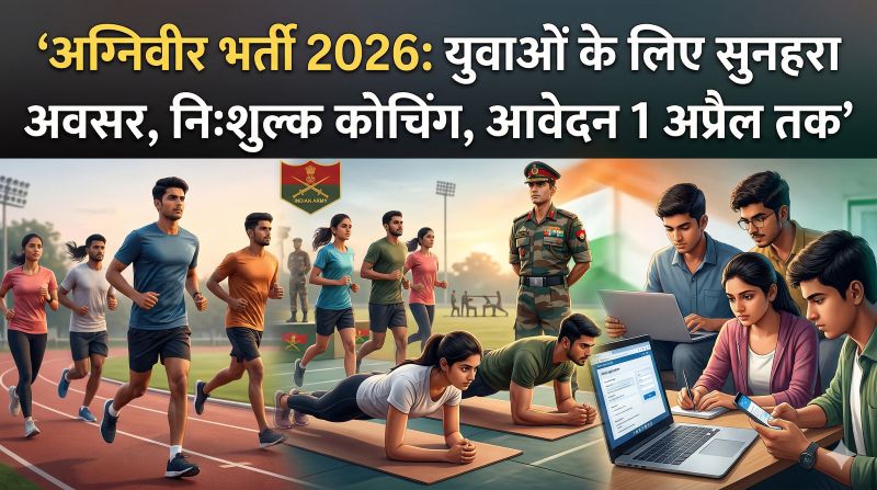 सेना में शामिल होने का बड़ा अवसर: अग्निवीर भर्ती 2026 के लिए आवेदन जारी, जून में परीक्षा संभावित; छत्तीसगढ़ में अभ्यर्थियों को मिलेगी निःशुल्क कोचिंग सुविधा
