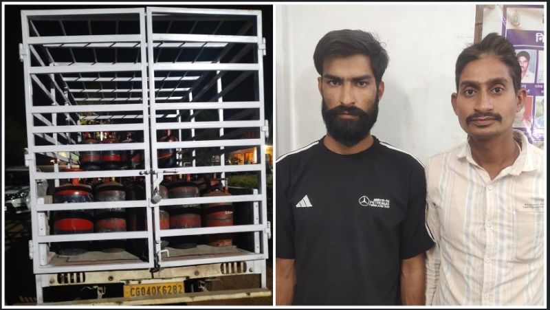 ‘गैस संकट’ बना कमाई का जरिया! खरोरा पुलिस की बड़ी कार्रवाई—बिना दस्तावेज 45 सिलेंडर, 10 लाख की पिकअप समेत तस्करी का नेटवर्क बेनकाब