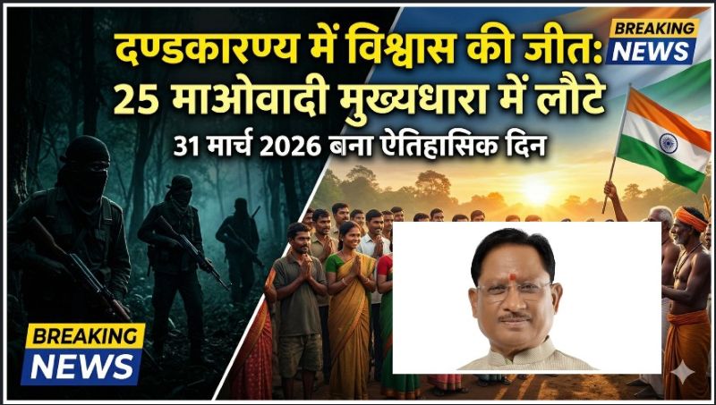 31 मार्च 2026 बना ऐतिहासिक मोड़: ‘पूना मारगेम’ पहल से 25 माओवादी मुख्यधारा में लौटे, हथियारों की बड़ी बरामदगी के बीच बस्तर में शांति और विश्वास की नई सुबह