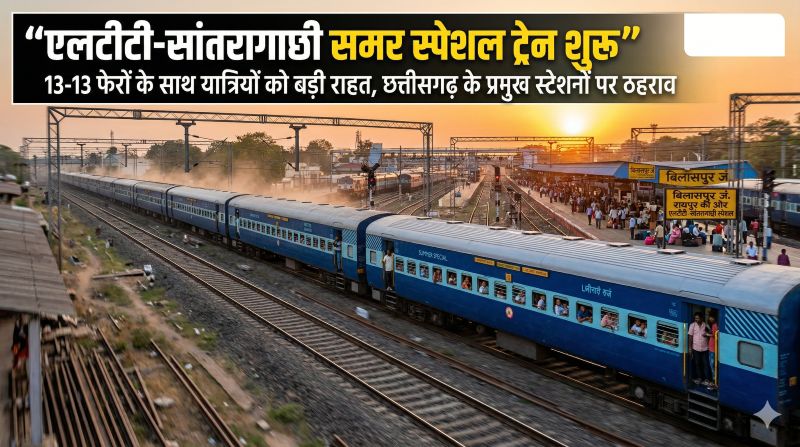 समर सीजन में बढ़ी ट्रेनों की ताकत: एलटीटी-सांतरागाछी के बीच साप्ताहिक स्पेशल ट्रेन का ऐलान, 13 फेरों से यात्रियों की भीड़ होगी नियंत्रित